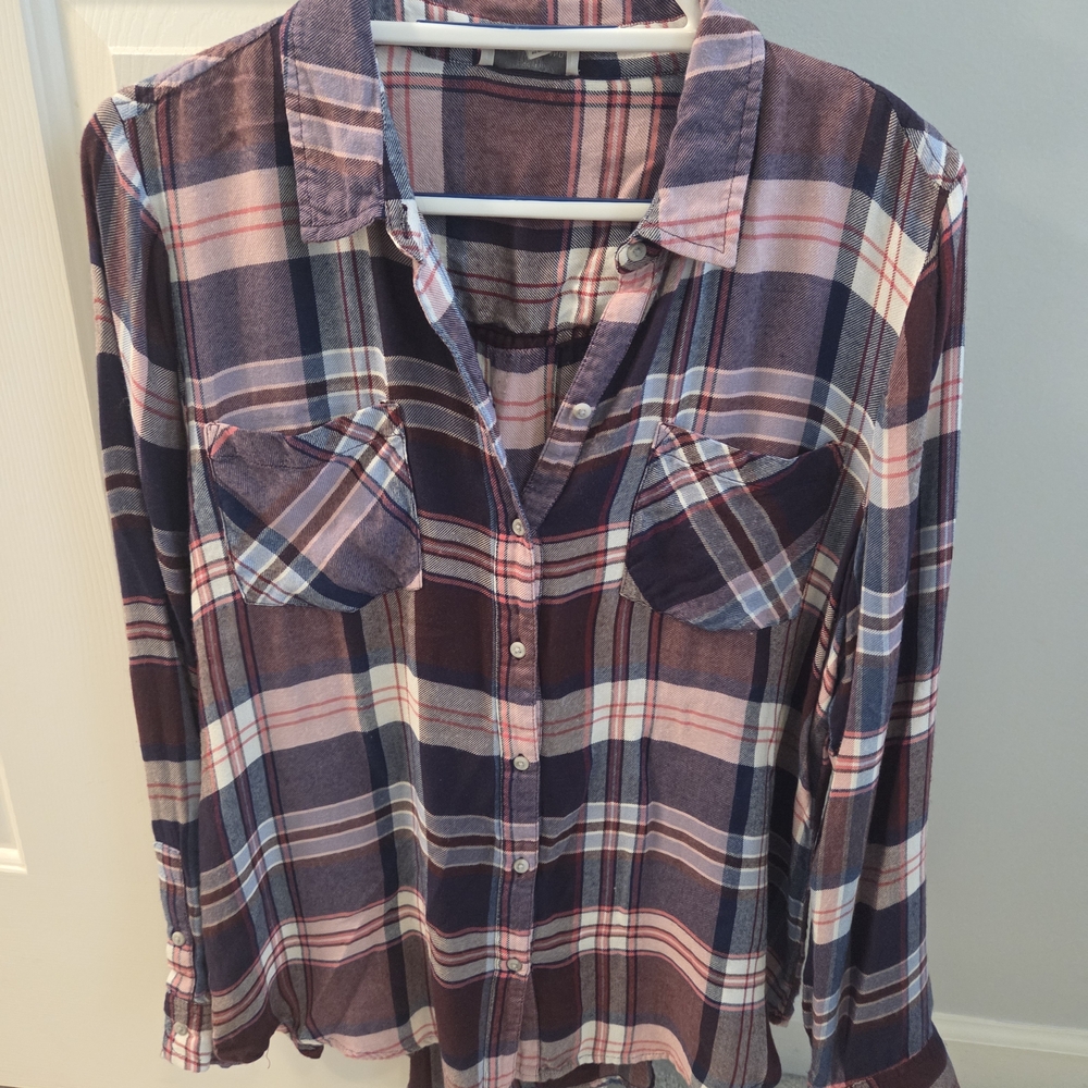 Lucky Brand Women's Multicolor Plaid Button-Down Flannel Shirt